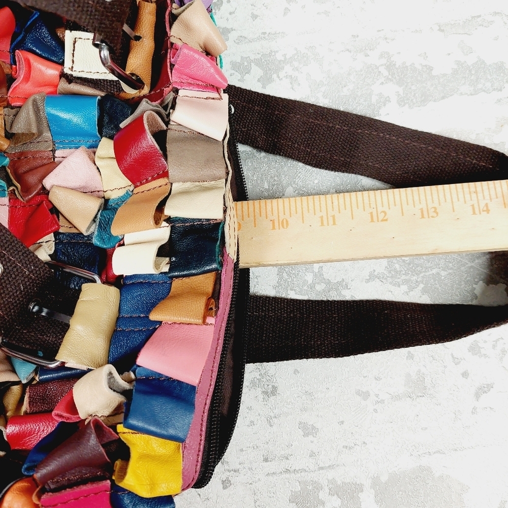 Boutique Leather Multicolor 2 Straps Hand Bag 1143 - Picture 11 of 14
